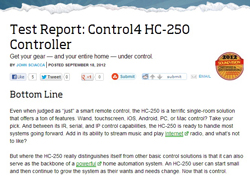 Test Report: Control4 HC-250 Controller Test Report: Control4 HC-250 Controller: